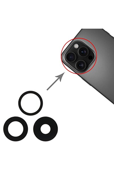 indirimplus iPhone 16 Pro / 16 Pro Max 3'ü 1 arada Arka Kamera Lensi