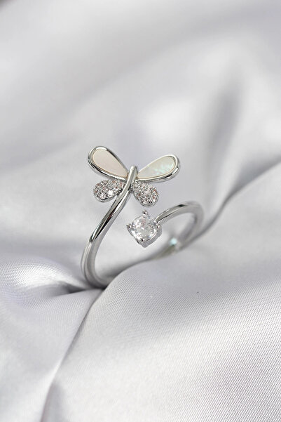 shopwave Silver Color Dragonfly Model Zircon Stone Women's Ring