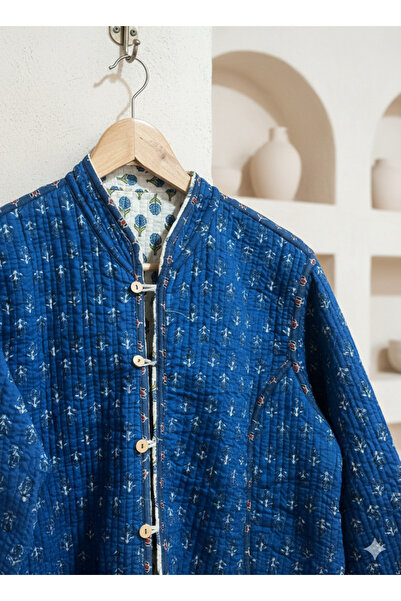 Yoncha Kadın Ceket %100 Pamuklu Çift Taraflı