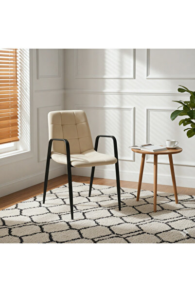 GLAMOURE HOME A white wooden chair upholstered in Leather fabric, suitable fo...