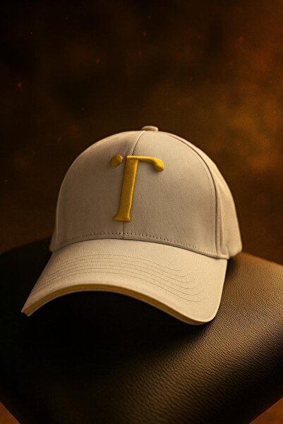 T-MUCH White Cap With Yellow Logo And Brim