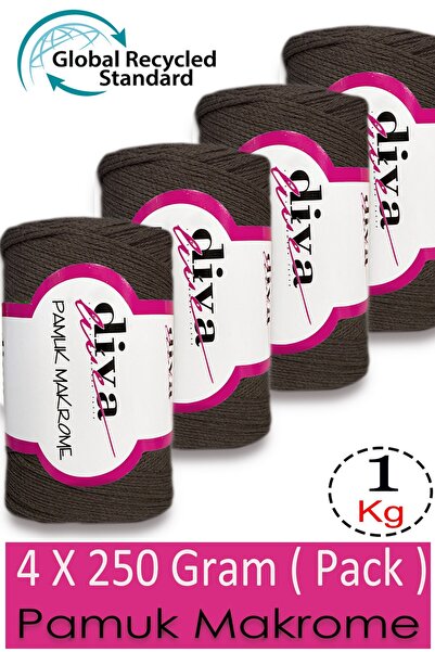 Diva İplik 1 kg - Pakovanje od 4 komada - 3 mm - Koton Makrame Torba Pređa 16...
