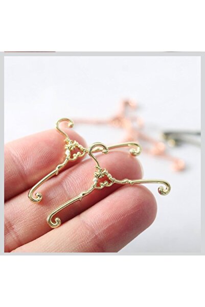 iğne izi Minyatür Bebek Evi Aksesuarı - 4 cm Gold Metal Askı Seti 10 Adet