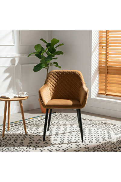 GLAMOURE HOME A brown living room chair upholstered in velvet fabric, suitabl...