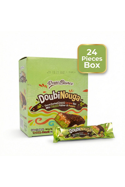 ROSSO BIANCO Doubi Nouga 40g x 24 Pack: Pistachio, Peanut & Caramel Dubai Cho...