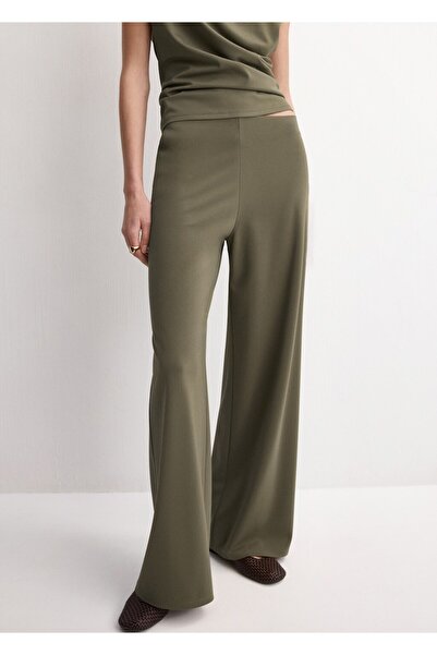 MANGO Woman Beli bağcıklı düz kesim pantolon