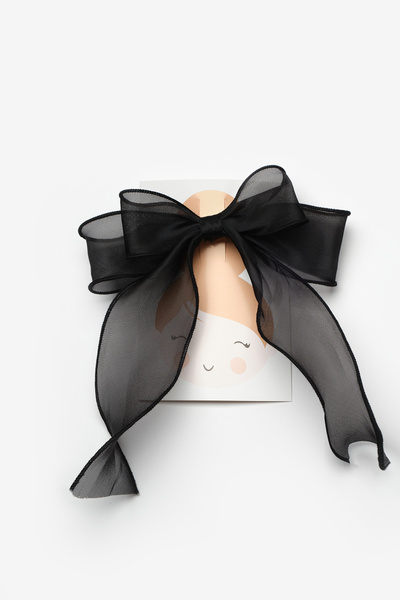 Le Mabelle Черна панделка с опашка за момичета Автоматична фиба за коса