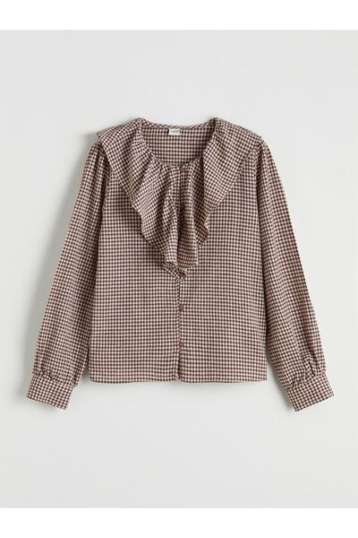 LC Waikiki LCW Kids ecosez cu model Cămașă cu volane pentru fete in în cu model