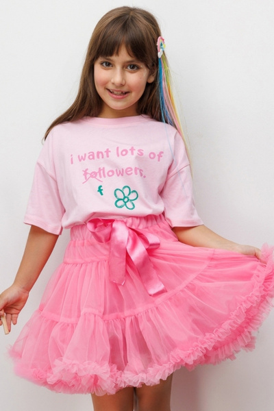 Le Mabelle Tricou pentru fete cu imprimeu floral roz