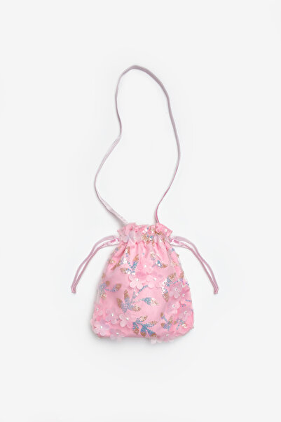 Le Mabelle Pink Flower and Sequin Detailed Girls' Bag