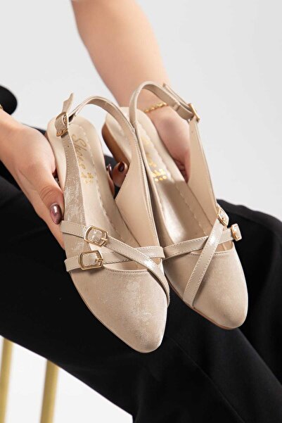 mysticaluxe Shoes حذاء باليه نسائي يومي بمشبك مزدوج أنيق ومريح كود-101