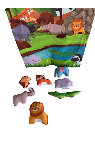 ADIRI SHOP Set jucării bebeluși din pluș cu saltea de joacă – Animale safari,...