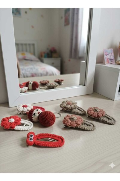 Retro Women Girl's Baby Knitted Design Ribbon Flower Figured Gift Buckle Set