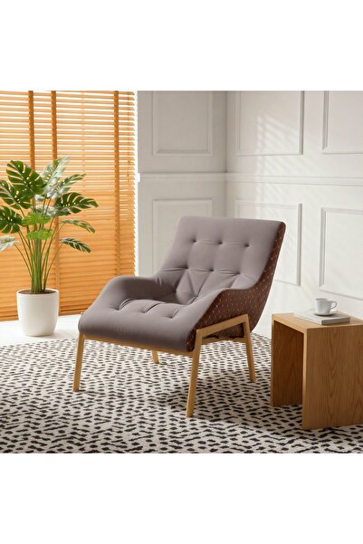 GLAMOURE HOME A wooden chair upholstered in high-quality fabric, suitable for...