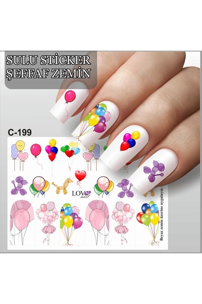 ECLAT TIRNAK STİCKERİ BALON (SULU TATTOO ÇIKARTMA) ŞEFFAF ZEMİN