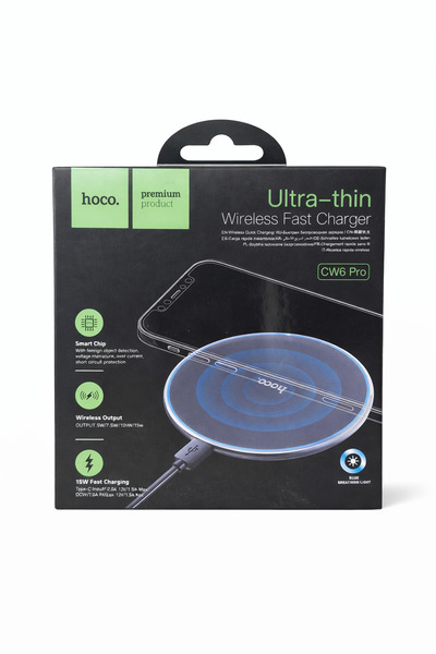 Hoco Încărcător Wireless CW6 Pro, Fast Charge 15W, Ultra-Subțire, Qi, Type-C,...