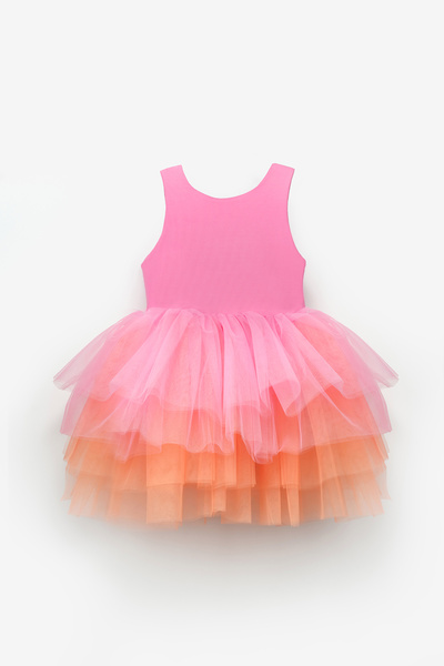 Le Mabelle Baby Girl Ballerina Dress with Pink Tulle Skirt - Ines