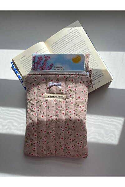 lumi Studio Pembe Çiçekli Minik Yapraklı Kitap Kılıfı, Organizer, Ajanda, Def...