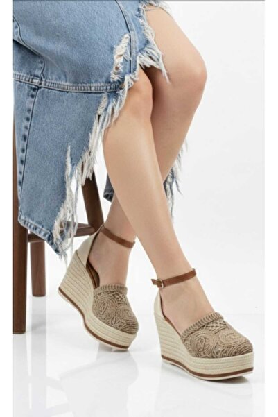 AYDOĞDU by ünal White Woven Sandals with Wedge Heels_6322