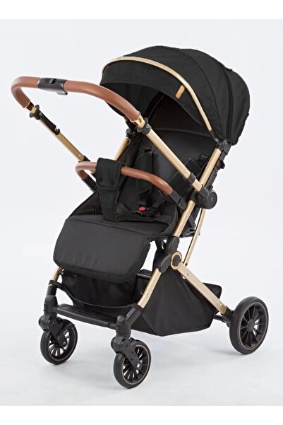 Star Kids عربة أطفال قابلة للعكس للسفر مع غطاء عريض وإطار ذهبي وسلة كبيرة قاب...