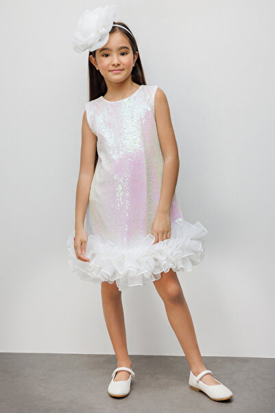 Le Mabelle Біла спідниця з рюшами та воланами для дівчаток - Kinsey