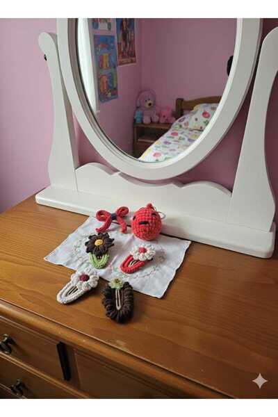 Retro Women Girl's Baby Knitted Design Ribbon Flower Figured Gift Buckle Set