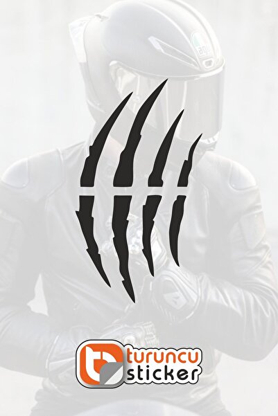 Turuncu Sticker Kask Pençe Sticker (1 adet) 9x16 cm - Kask - Motor - Laptop -...