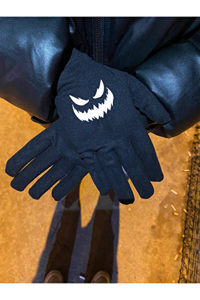 Flex Yüz İfadesi Desenli Model 2 Reflektörlü Siyah Eldiven Motosikler Scooter...