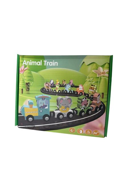 ADIRI SHOP Tren din Lemn cu Animale și Numere Magnetice 0–12