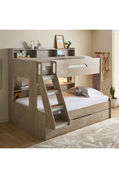 Home Box سرير بطابقين مفرد من فانيلا هالمستاد مع سرير إضافي قابل للسحب - 90×2...