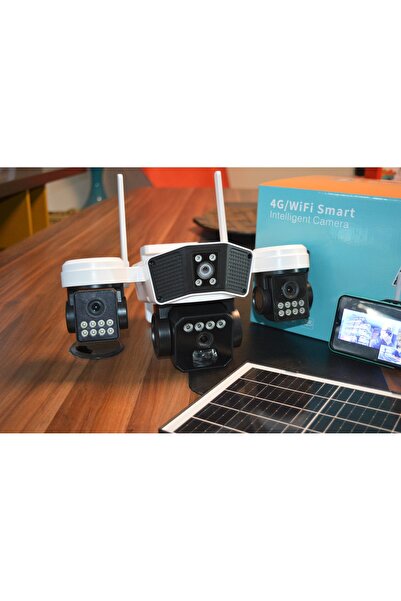 Kualite 3 Kameralı Solar Wifi İnternet kablosuz Güneş Enerjili 3 Lensli Gece ...