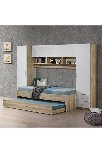 Home Box سرير كابينة مفرد من كولتورب بريدج مع خزانة حائط كاملة ووحدة سحب - 90...