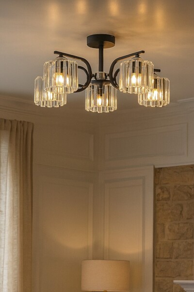 Empressco NEHİR 5’Lİ AVİZE KRİSTAL TAŞLI MODERN DEKORATİF AYDINLATMA
