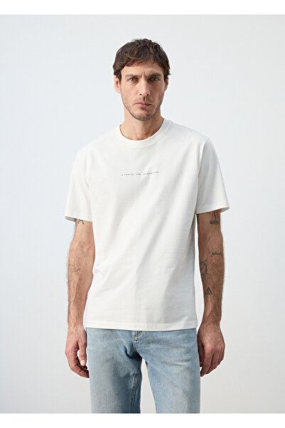 MANGO Man %100 pamuk grafik desenli tişört