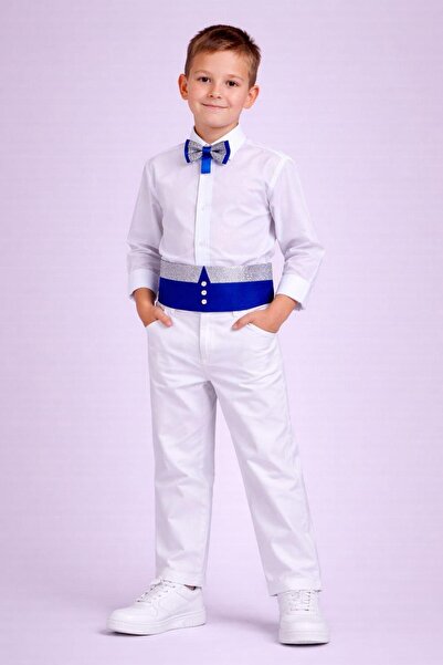 ümitteks iş ve okul kıyafetleri 23 April Men's Combined Shirt Pants Belt Bow Tie
