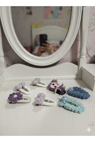 Retro Women Girl's Baby Knitted Design Ribbon Flower Figured Gift Buckle Set