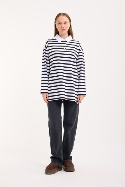 mavi limon Polo Yaka Sweatshirt