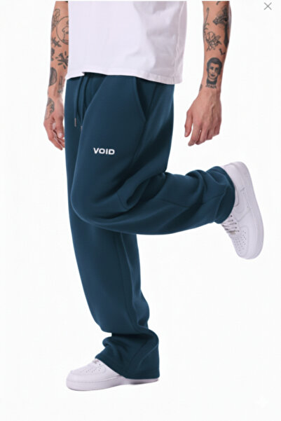 NİCE VOİD Baskılı 3 İplik Şardonlu Kışlık Rahat,Günlük Baggy Eşofman Altı