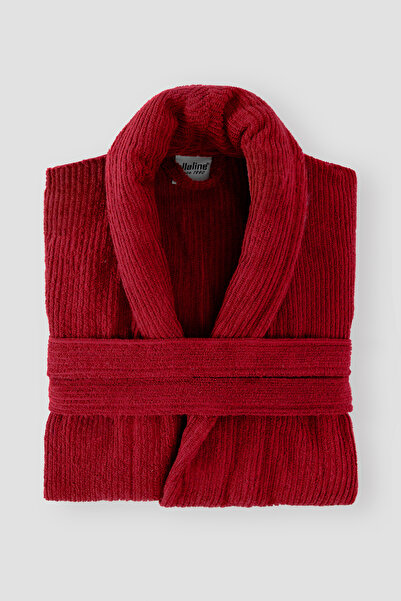 Ellaline Бургундиена лента халат 100% сертифициран памук шал яка унисекс хала...