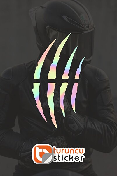 Turuncu Sticker Kask Pençe Sticker (1 adet) 9x16 cm - Kask - Motor - Laptop -...