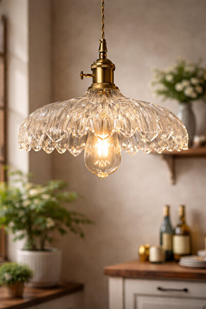 Empressco Roma Model Şeffaf Cam Kristal Klasik Sarkıt Tekli Avize