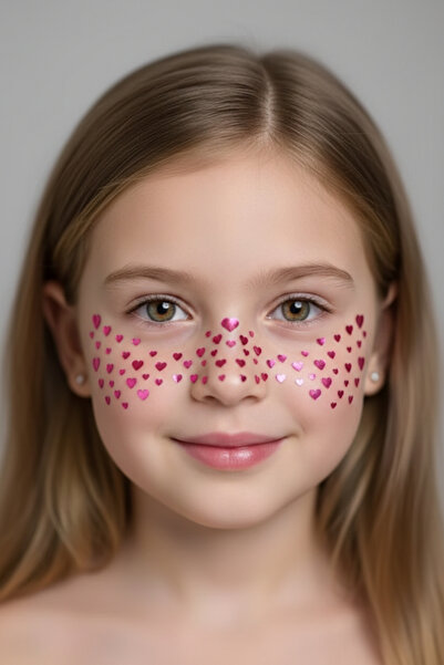 Le Mabelle Pink Heart Patterned Girl's Freckle Makeup Headband