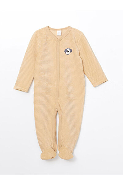 LC Waikiki Rmz Gi̇yi̇m Farkiyla V Dikim Velvet Embroidered Baby Boy Jumpsuit