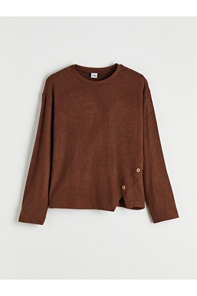 LC Waikiki Lcw Kids Button Detailed Crew Neck Girls' T-Shirt