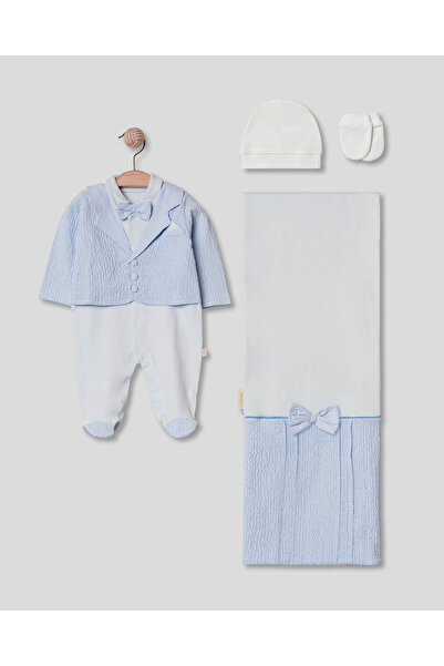 Pugi Baby Waffle Baby Boy 4-Piece Hospital Release Gift Set
