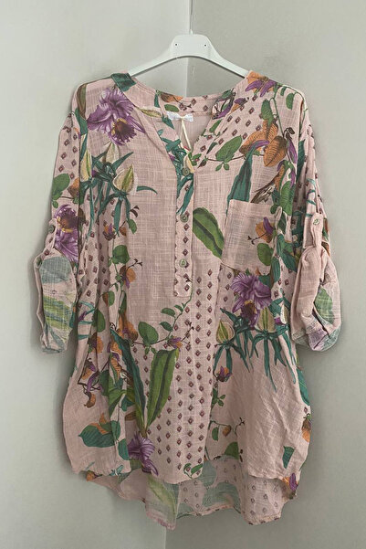 AYASOFYA OTANTIK Women's Italian Powder Tile Floral Patterned Button Detailed...