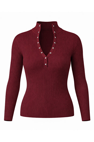 Retrobird Thin Studded Knitwear Sweater Women's Burgundy