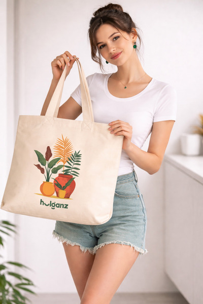Hulganz Thick Canvas Large Tote Bag 42X38 cm XL Large Size Printed Bag Should...