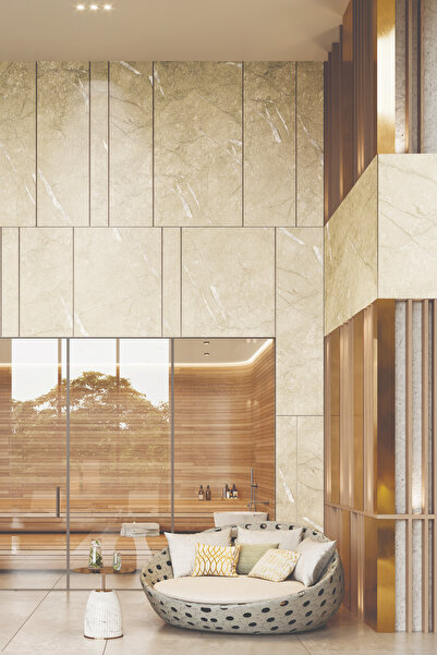 HOMECC İNTERİOR Travertine Patterned Adhesive Covering Foil 120 cm – for Furniture, Wall, Door, Kitchen – St682
