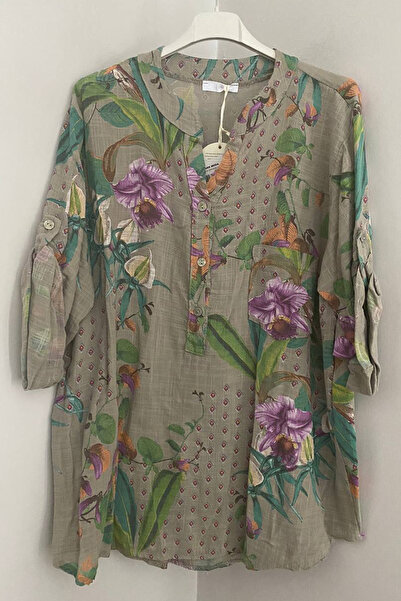 AYASOFYA OTANTIK Women's Italian Mink Tile Floral Patterned Button Detailed F...